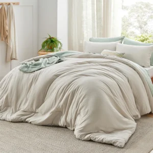 bedsure king comforter set – beige, all season soft bedding