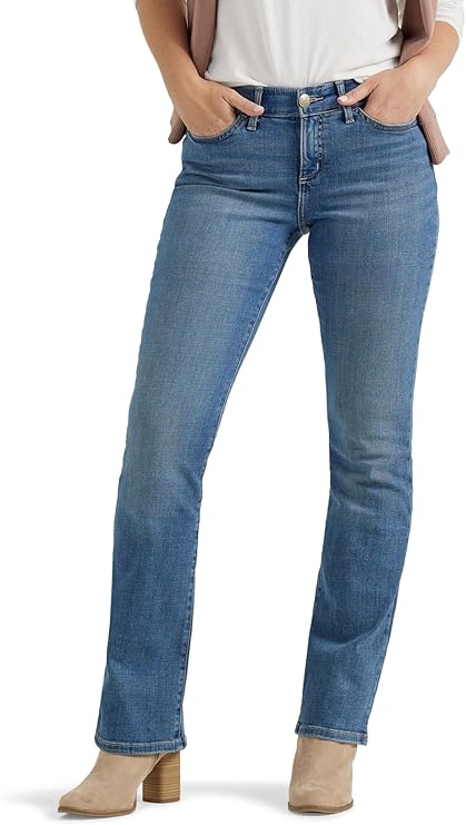 Lee Women's Flex Motion Regular Fit Bootcut Jeans made with stretch denim for comfort and style across the United Kingdom