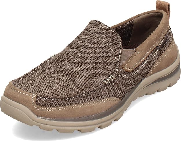 Skechers Men's Superior Milford Loafers featuring suede and soft mesh upper, dual side elastic panels, and durable rubber sole, designed for casual comfort in the United Kingdom