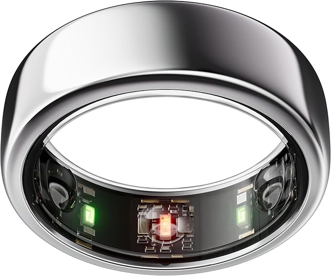Oura Ring Gen 3 Horizon in silver showing health and sleep tracking features for UK users