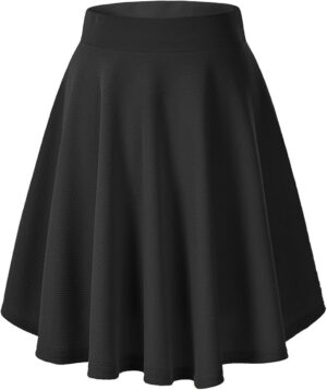 Urban CoCo Women's Flared Midi Skirt in stretchy polyester-elastane fabric – comfortable and versatile skirt for women in the United Kingdom
