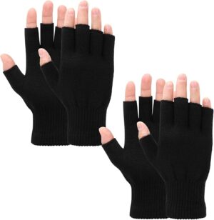 2 Pairs Fingerless Cashmere Gloves UK