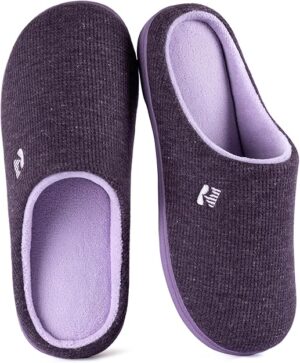 RockDove Women's Original Two-Tone Memory Foam Slippers featuring soft waffle knit upper and memory foam insole, ideal for indoor comfort in the United Kingdom