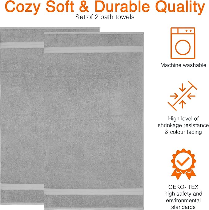 Amazon Basics Cotton Bath Towels 2-Pack UK - Image 6