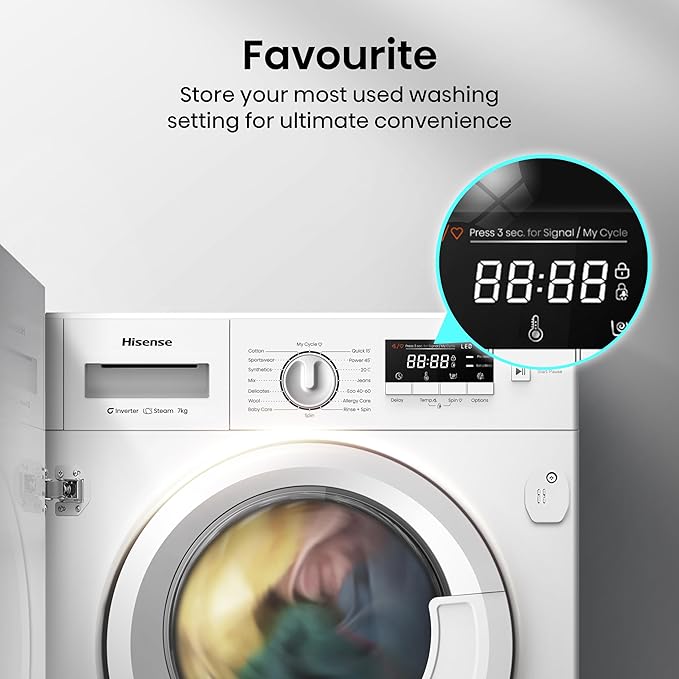 Hisense 3 Series 7KG Integrated Front Load Washing Machine with Quick Wash and 1400 RPM for homes in the United Kingdom
