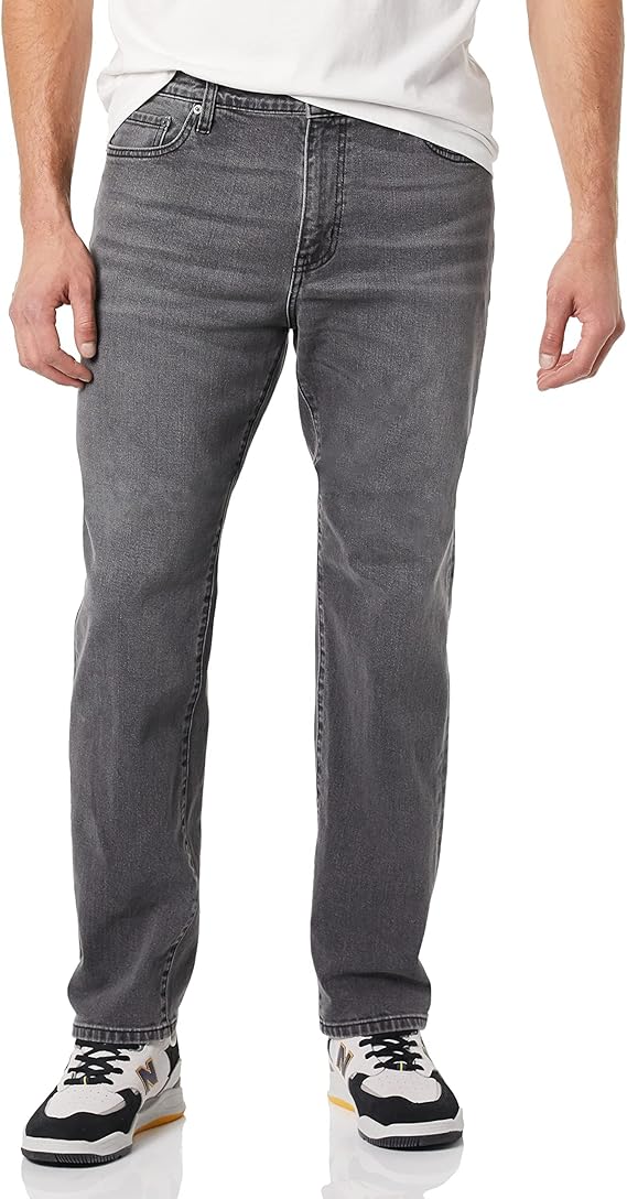 Amazon Essentials Men's Straight-Fit Stretch Jeans for men in the UK – mid-weight cotton denim with straight leg design