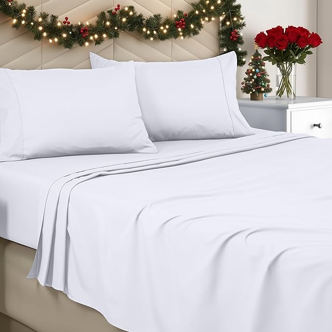 Luxury white Queen microfibre sheet set by Utopia Bedding, designed for the best comfort and quality in the United Kingdom.