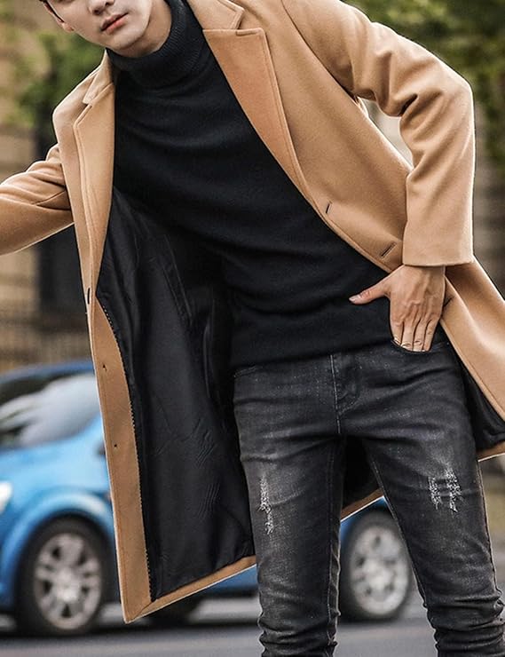 Springrain Men’s Long Pea Coat UK - Image 2