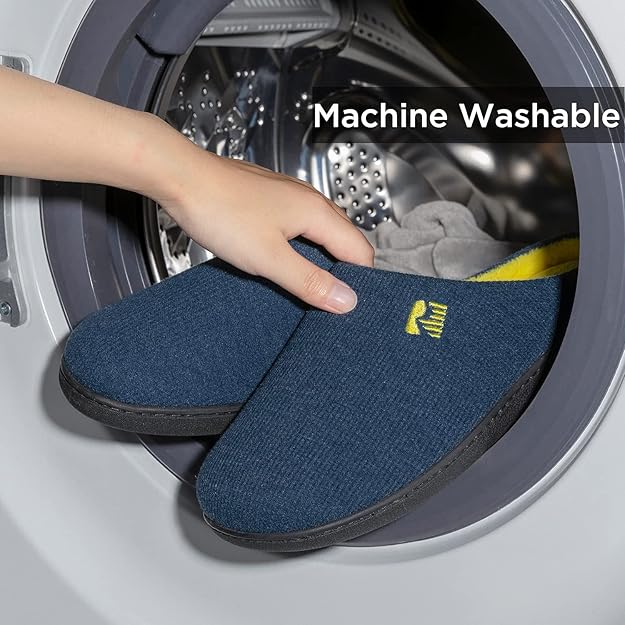 RockDove men’s two-tone memory foam slippers designed for indoor comfort in UK homes.