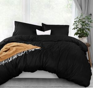 Black Utopia Bedding Queen duvet cover set made from ultra-soft microfiber, designed for UK shoppers.