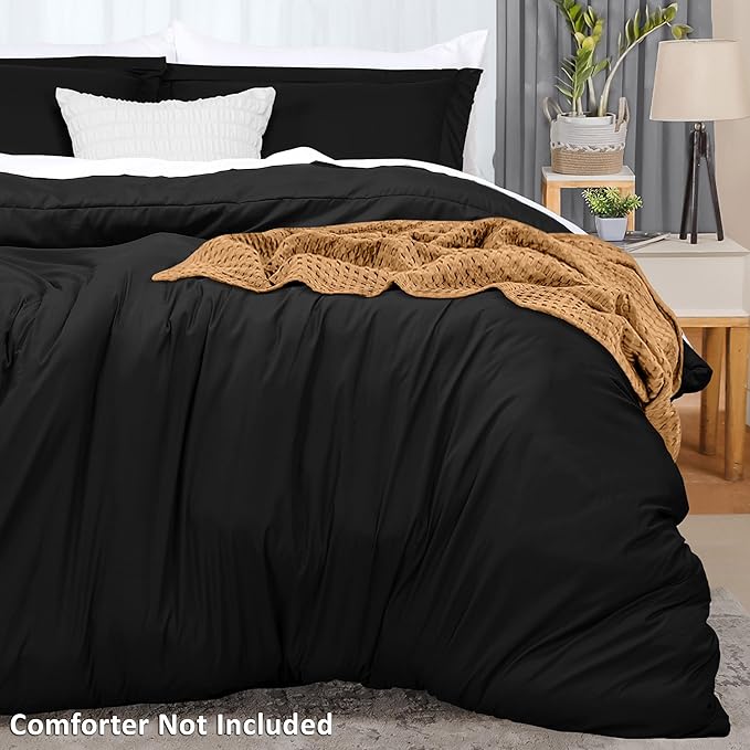 Black Utopia Bedding Queen duvet cover set made from ultra-soft microfiber, designed for UK shoppers.