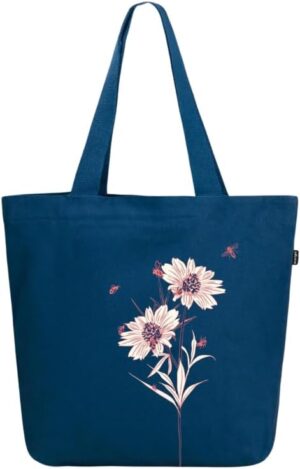 Eco Right aesthetic canvas tote bag for women with zipper and inner pocket | Large reusable eco-friendly tote UK
