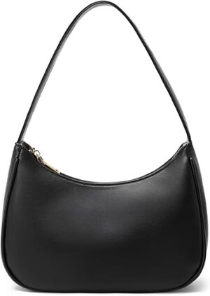 Front view of women’s mini hobo shoulder bag made from PU leather with zip closure | Cute everyday handbag UK