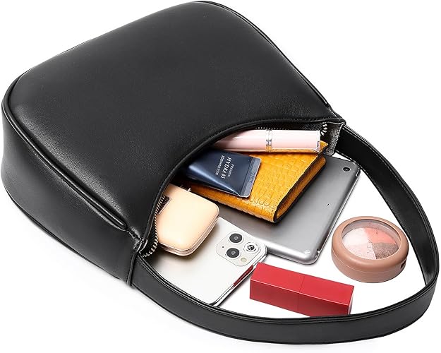 Women’s PU Leather Mini Hobo Shoulder Bag with Zip | UK - Image 3