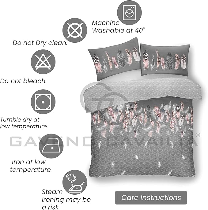 Gaveno Cavailia Luxurious Feathers Double Duvet Cover Set – Grey | UK - Image 2