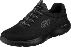 Front view of Skechers Summits men’s slip-on trainers with mesh knit upper and memory foam insole | Comfortable men’s trainers UK