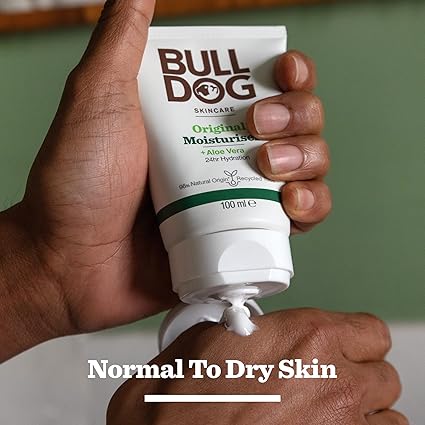 Bulldog men’s skincare products including face wash, face scrub and moisturiser with natural ingredients | UK skincare